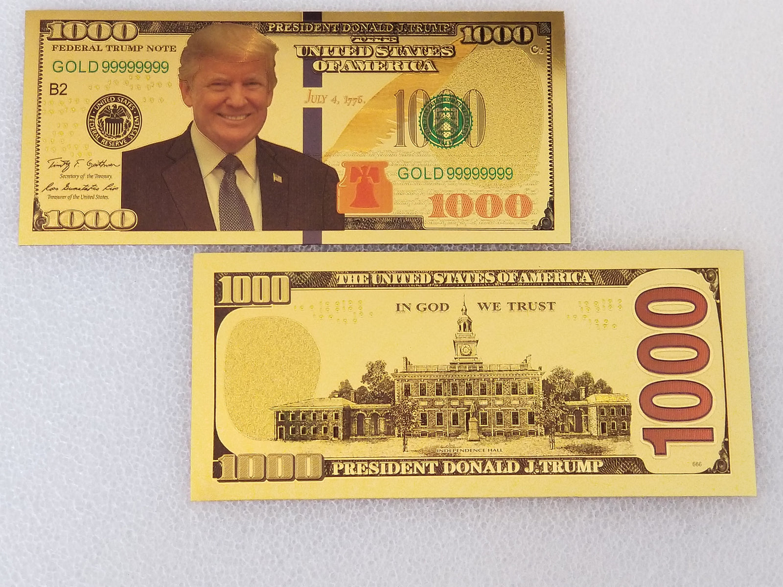 Trump Gold $1000 Collectible Bill